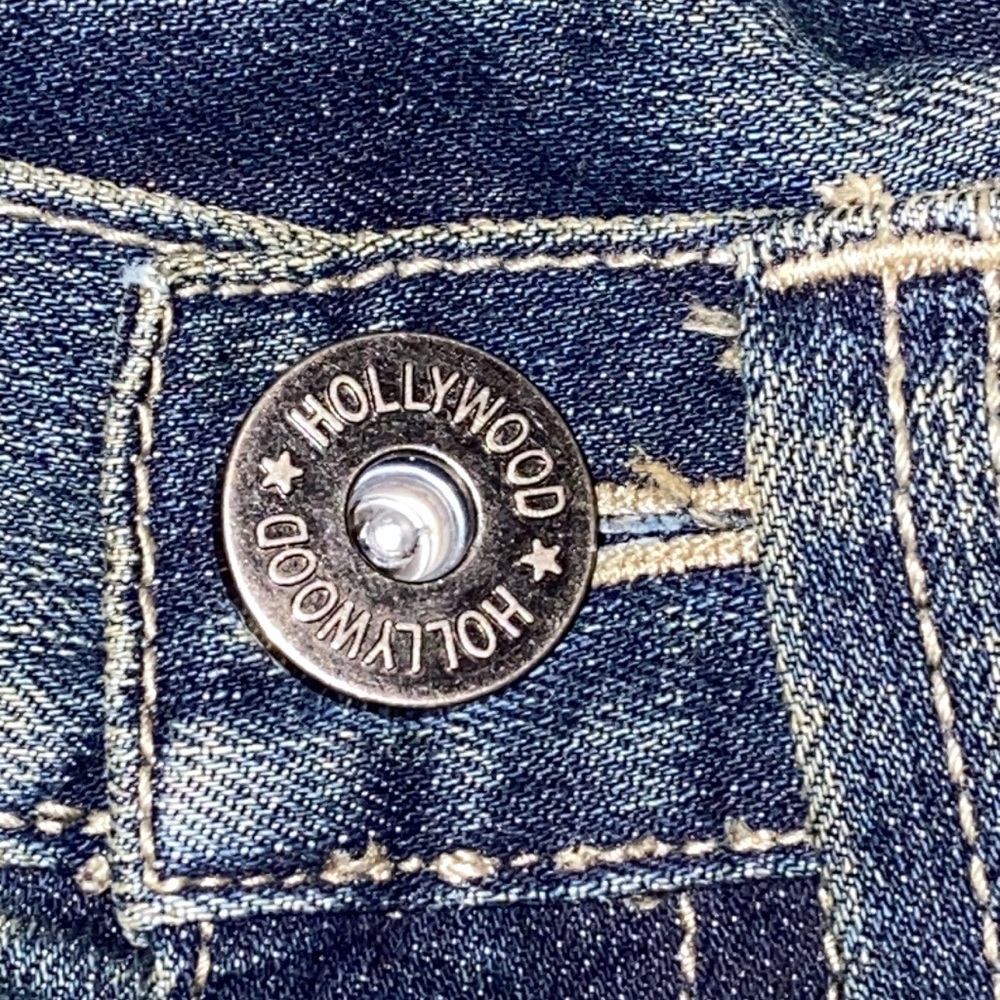 Hollywood The Jean People Size 16 Low Boot Cut Faded Denim Jeans - Picture 11 of 14
